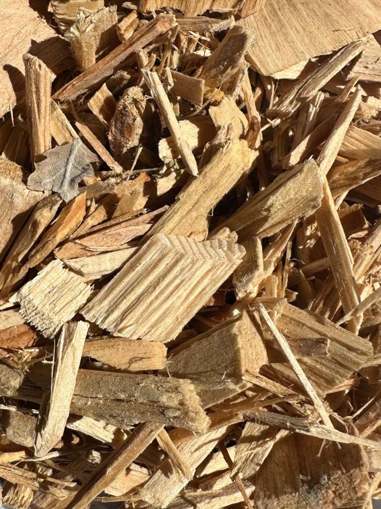 Closeup of woodchips in different sizes